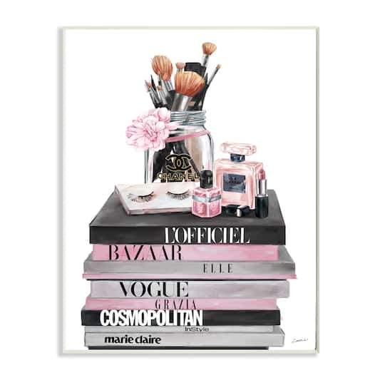 Stupell Industries Fashion Accessories Glam Magazine Book Stack Wall Plaque